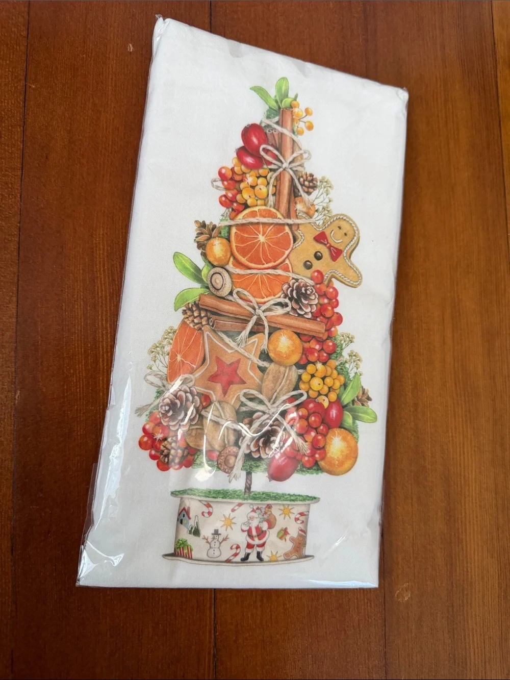 Holiday Floral & Candy Kitchen Towel Set - White with Red and Green Accents